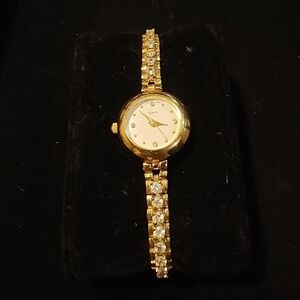 Vtg HMI Quartz Japan Movt crystal wristwatch bracelet elegant safety